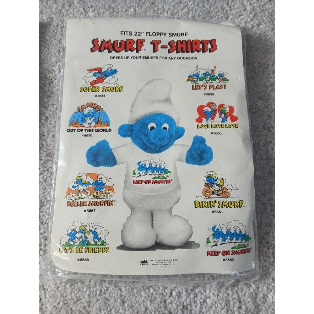 Set Of 2 New Vintage Smurf T-Shirt Super Smurf & Lets Play Fits 14